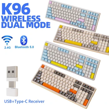 K96 Tastatură Mecanică BT5.0/2.4 G Wireless Keyboard 100-Cheie Hot-Swappable Plin Chei Dublu ISSI Tacere Mini Tastatură de Gaming