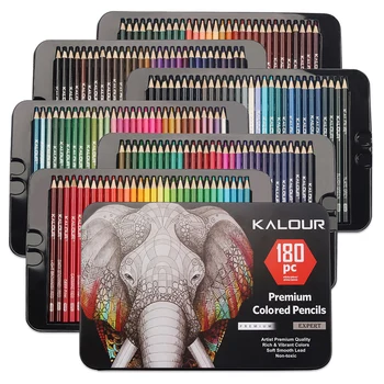 KALOUR 180pcs Creion Colorat Set din Tablă de Metal, Miez Moale de Plumb de Colorat Creioane Trage de Vopsea Stilou pentru Adult Artisti Adolescenti Incepator