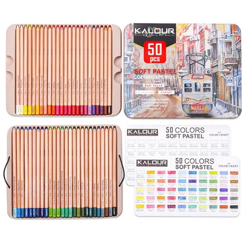KALOUR 50 Bucata Profesionale Pastelate de Culoare Creion de Lemn Pielea Nuanțe Pastel Creioane Colorate Pentru Artist de Colorat de Artă