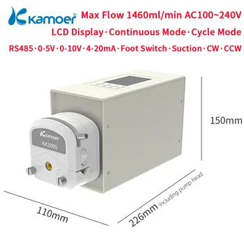 Kamoer 1460ml/min M3-STP-KK1800 Reglabil Pompă Peristaltică AC100V-240V Flux Mare pas cu pas Pompa de Dozare Comutator de Picior, RS485 Pentru Laborator
