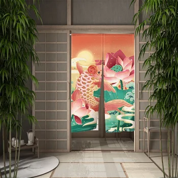 Koi Japonez Cortina Ușii Kanagawa Flori Bucătărie Izakaya Partiție Cortina Pictura Arta Decora Intrarea Perdeaua Pe Jumătate Cortina