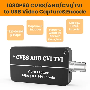 LCC261 1080P60 H264 CVBS LA USB placa de Captura H. 264 MJPEG două Streamer Encoder pentru Camera AHD CVI TVI, CVBS la USB UVC,CVBS2UVC