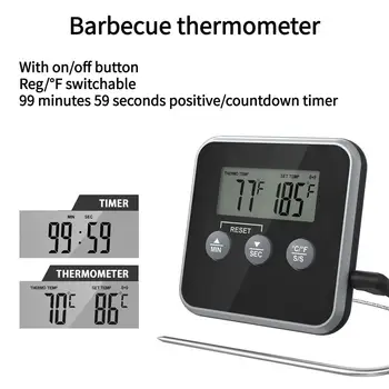 LCD Digital de Gătit Mâncare Termometru de Bucătărie, GRĂTAR Carne Termometru pentru Cuptor Ceas Timer Alarma cu Ecran LCD Metru cu sonda