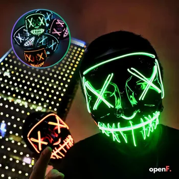LED-uri de Halloween Masca Cyberpunk Casca EL Lumina Rece de Groază Negru Groază Sângeroase Masca de Partid Fantomă Dans Luminos Cosplay Masca