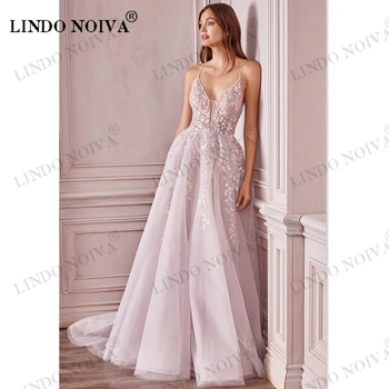 LINDO NOIVA Roz Printesa Robe De Soirée Broderie Dantelă Dulce Rochie de Seara Vestidos De Noche Elegantes Para Mujer 2023