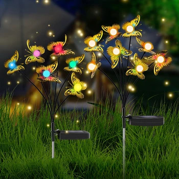 Lampă Solară de grădină Fluture Glowworm Lumini cu LED-uri Impermeabil Peisaj Lumini în aer liber pentru Curte Gard Gazon Patio Decorative