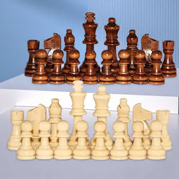 Lemn Dame Standard organizatori ai turneului au Staunton 32PCS Joc de Șah Pionii 2.2 în Regele Cifre Figurina Piese de Șah pe Tabla de Joc