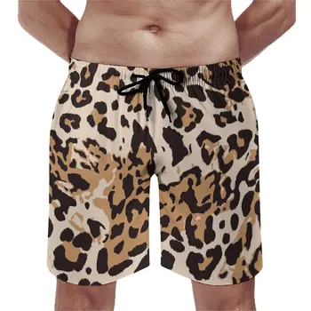 Leopard Print Pantaloni Scurti De Vara Piele De Animal Design Abstract De Funcționare Plaja Pantaloni Scurti Barbati Vintage Personalizat Supradimensionat Trunchiuri De Înot