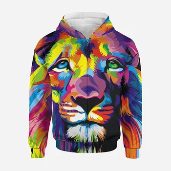 Leu African Zip Up Hoodie Bărbați Îmbrăcăminte 3D Panthera Leo Tipărite Nou în Hoodies Femei de Moda Harajuku y2k Pulovere cu Glugă Hoody