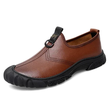 Lucrate Manual Din Piele Rezistent La Uzură Casual Pantofi De Design Masculin Moale Adidași Bărbați Confortabil Pantofi De Piele De Petrecere A Timpului Liber