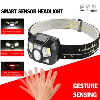 Lumeni LED Super-Luminos Senzor de Mișcare Hands-free Puternic Far USB Reîncărcabilă lampă de cap lumina Impermeabil
