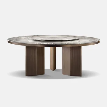 Lumina de lux moderne circulară art masă de restaurant cu platan de uz casnic marmură masa