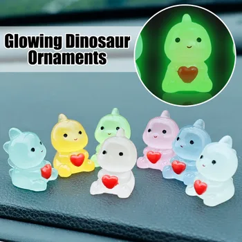 Luminoase Ornamente Auto Îmbrățișare Inima Dinozaur Mic de Bijuterii DIY Rășină Accesorii Noapte Stralucitoare pentru tabloul de Bord Auto Home Decor