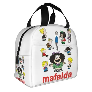 Mafalda Și Familia Poster Izolate Masa De Prânz Pungi Etanșe Masă Container Sac Cooler, Cutie De Prânz Tote Activitatea De Picnic Fată Băiat