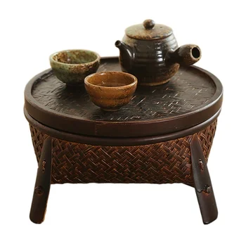 Manual De Bambus Ceai De Stocare Tavă Coș Pentru Chinezi Kongfu Set Home Deco Zen Coș Organizator Stil Chinezesc