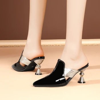 Mare 35-46 Papuci Femei Sandale de Vară 2023 Noua Moda Hollow Tocuri Ascuțite Toe Petrecere în aer liber Casual Pantofi de Designer