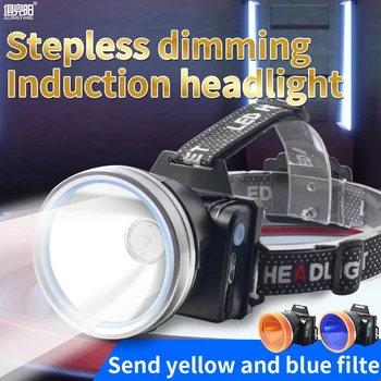 Mare Putere LED-uri Far Reîncărcabilă fără Trepte Reglabile Cap Lanterna Built-in Baterie în aer liber Lanterna Pentru Camping, Drumetii
