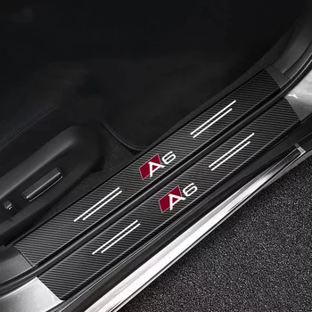 Masina Pragului de Ușă Fibra de Carbon Autocolante Anti Scratch Spate cutie de bara Pentru audi A6 cu logo-ul de accesorii auto