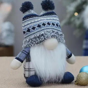 Masă festivă Gnome Decoratiuni Handmade Tricotate Crăciun Gnome Păpuși cu Barbă Panglica Drăguț Desktop Ornamente pentru Cadou