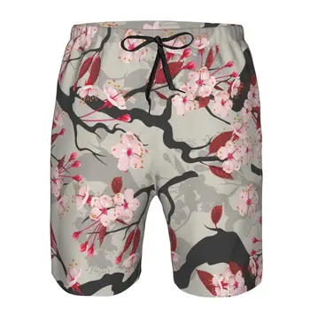 Mens De Pantaloni Scurți De Înot, Costume De Baie Înflorit Cires Sakura Flori De Model Pentru Bărbați Trunchiuri De Costume De Baie Beach Purta Boardshorts
