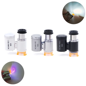Mini Buzunar Lupă Kit 60x Laborator Portabil Alimentat de la Baterie Microscop Cu 3 LED-uri de Lumină Copii de Știință Microsc