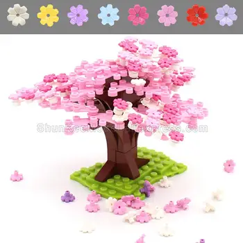 Mini Copac Sakura Petală Casa Blocurile Cherry Blossom Plant City Street View Cărămizi DIY Model de Ornament Jucărie Pentru copil Cadou