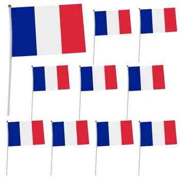 Mini-Pavilion francez 10buc franceză Mici Mini Mână Steaguri 5.5 X 8.3 inch Franța Flag Mini Stick Mici Steaguri Pentru Activitatea Parada