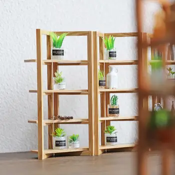 Mini-Raft de Depozitare Fermecător Mobilier casă de Păpuși în Miniatură din Lemn, Rafturi de Depozitare Clasic Rafturi de Afișare pentru casă de Păpuși Decor