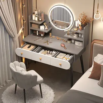 Minimalismul Modern, Dormitor Masă de Machiaj cu LED Oglinda, Sertar de Depozitare Masa de toaleta Set de Mobilier de Dormitor туалетный столик