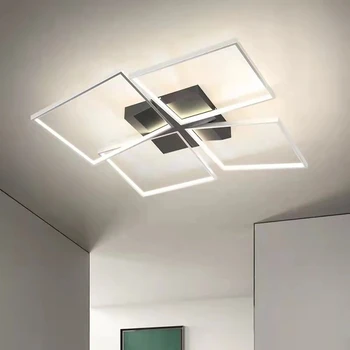 Minimalist Modern Gol Metal Alb Negru Vopsea Plafon Lampă LED Estompat de Iluminat Dormitor, Camera de zi Design Geometric de Prindere