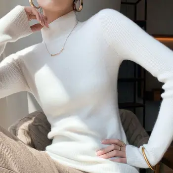 Mock Neck pulover Pulover Bottom Camasi de Primavara Toamna Haine Tricotate Bluze Noua Moda Toamna Iarna cu Guler pentru Femei V3