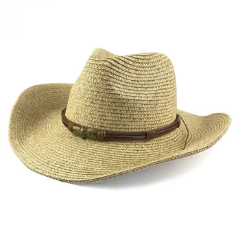 Moda Pălărie de Paie pentru Barbati Femei Pălărie de Vară În Stil Cowboy Palarie Fedora