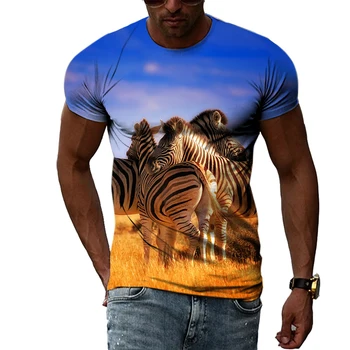 Moda de vara Animal Zebra Grafic T Shirt Pentru Barbati Casual Personalitate 3d Imprimate T-shirt Trendly Original O-gat Maneci Scurte
