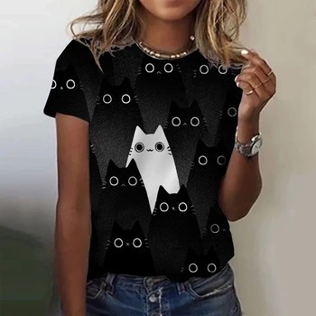 Moda pentru Femei T-shirt de Animale 3D de Imprimare Topuri de Vara cu Maneci Scurte T Shirt Kawaii Cat Graphic Tee Vrac Plus Dimensiune Haine de Design