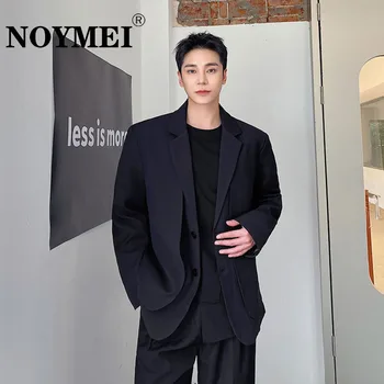 NOYMEI Darkwear la Modă Stil coreean Bărbați Sacou de Culoare Solidă Strat Dublu Lambou Design Casual sex Masculin Sacouri WA2296