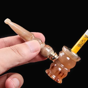 Naturale horn conducte dual-scop portabil detasabila de curățare și filtrare tabachera pentru gros și subțire țigări