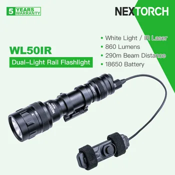 Nextorch WL50IR Paterited Dual-lumina Lanternă Tactică cu IR Laser, 860 Lumeni 290 de milioane de Fascicul Gama, se Potriveste pentru Picatinny Șine