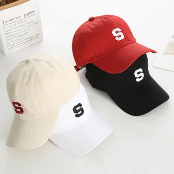 Noi Bumbac Femei Șapcă de Baseball de sex Masculin Casual Broderie litera S Pălării de Soare Primavara-Vara Unisex Culoare Solidă Simplu Hip Hop Capace