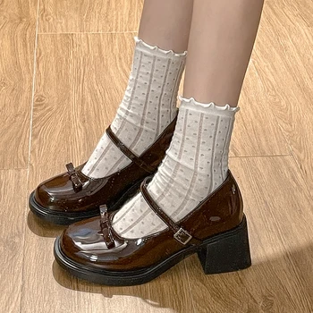 Noi Cute De Piele Mary Jane Pantofi Femei Toamna Cataramă Curele Tocuri Inalte Pompe Femeie Stil Japonez Uniformă De Școală Pantofi