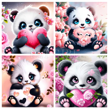 Noi Diy Diamant Pictura desen Animat Minunat Panda 5D Full Mozaic Place Broderie Animal cruciulițe Pătrat Rotund Burghiu Decor Acasă