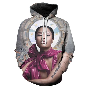 Noi Nicki Minaj Cântăreț American 3D Imprimate Hanorace Barbati Femei Harajuku Swearshirt O-Gât Streetwear Pulover Supradimensionat