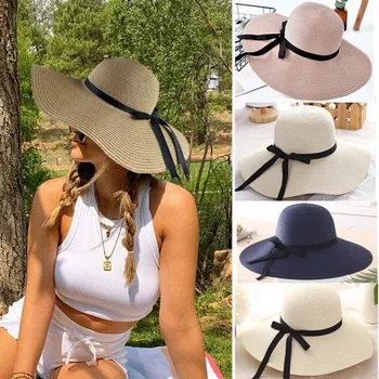 Noi Simplu Pliabil Margine Largă Floppy Fete Pălărie de Paie Sun Beach Femei Vara UV Proteja de Călătorie Pac Doamna de sex Feminin