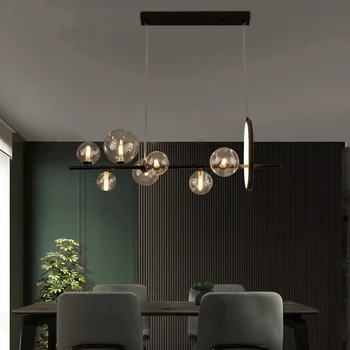 Nordic Modern Negru Lung Minge de Sticlă Candelabru Camera de zi Dormitor Bucatarie Bar Pandantiv cu LED-uri Lămpi de Iluminat Interior Decor Acasă