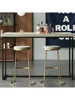 Nordic scaun de bar din fier forjat, scaun bar moda cafea, scaun de aur scaun înalt simplu de luat masa, scaun față, scaun