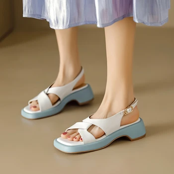 Nou Pantofi pentru Femei 2023 Vânzare Fierbinte Catarama Curea Femei Sandale de Vara, Sandale de zi cu Zi Deget de la picior Pătrat Doamnelor Pantofi Platforma Sandale
