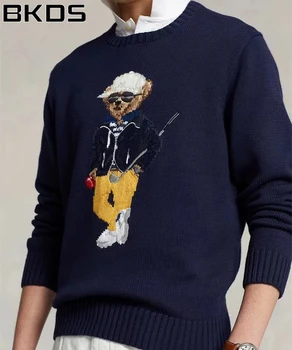 Noul Brand de Desene animate RL Urs Pulover Bărbați Îmbrăcăminte de Iarnă Maneca Lunga Pulover Tricotate Pulover Nou din Bumbac Jumperi Transport Gratuit