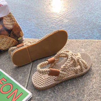 Noutatea Frânghii Împletite Casual Femei Sandale Simple, Tradiționale Lady Pantofi De Moda Confort Designer De Vara Sandale Sandalias Mujer