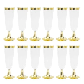 Nunta Sampanie Flute din Plastic de Unică folosință Nunta Cupa Pahar de Șampanie Băut Ustensile de Petrecere-Aur
