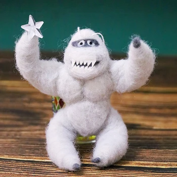 Om de Zăpadă abominabil Pom de Crăciun Topper Amuzant Felted om de Zăpadă Abominabil Cimpanzei Hugger Zâmbind cu Ornament de Crăciun
