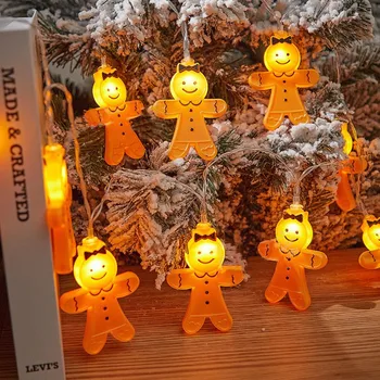 Omul de turtă dulce Fulg de Lumină LED-uri Impermeabil în aer liber Lumini de Basm Șir Decor de Crăciun Feston Lampa de Gradina Led Garland